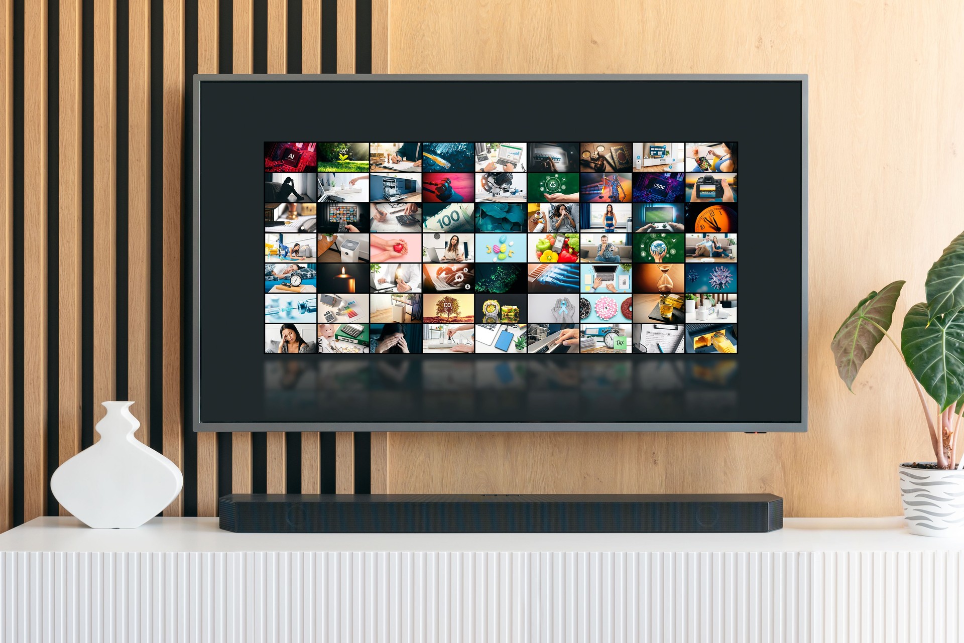 TV streaming media in living room